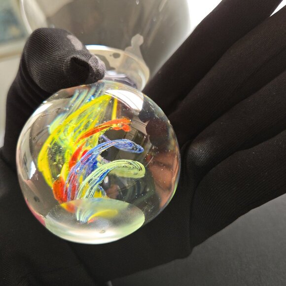 Hand Blown Cosmo Martini Glass SWIRL Bubble Ball Stem Murano Fasce Style - Picture 5 of 13